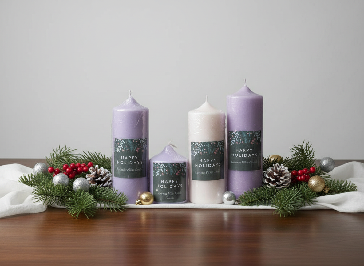 Beeswax Pillar Candle Set – 3pcs