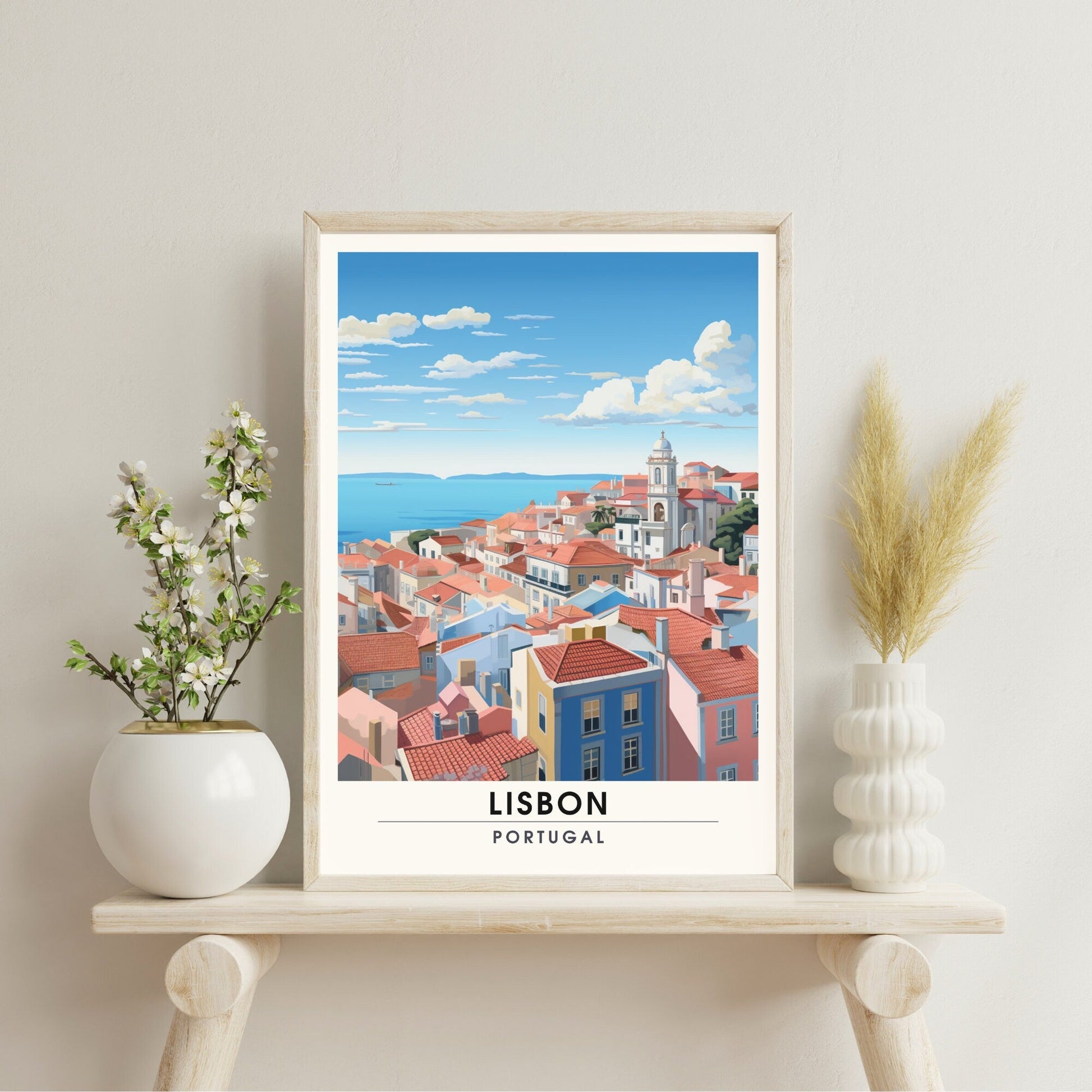 Impression Lisbonne, Portugal, Poster de voyage Lisbonne,  Lisbonne vue de ciel-4