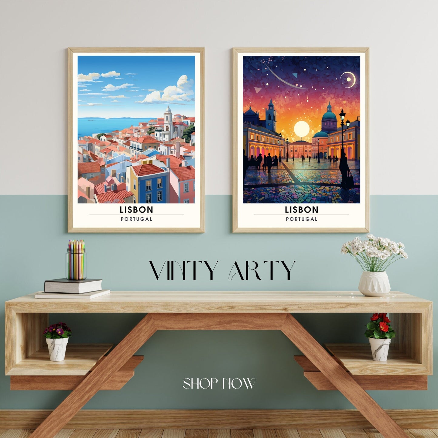 Impression Lisbonne, Portugal, Poster de voyage Lisbonne,  Lisbonne vue de ciel-3