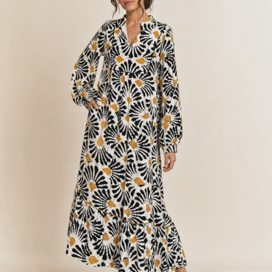 Vella Co 360 spin video | 8 | Abstract Floral Print Split Notched Dress