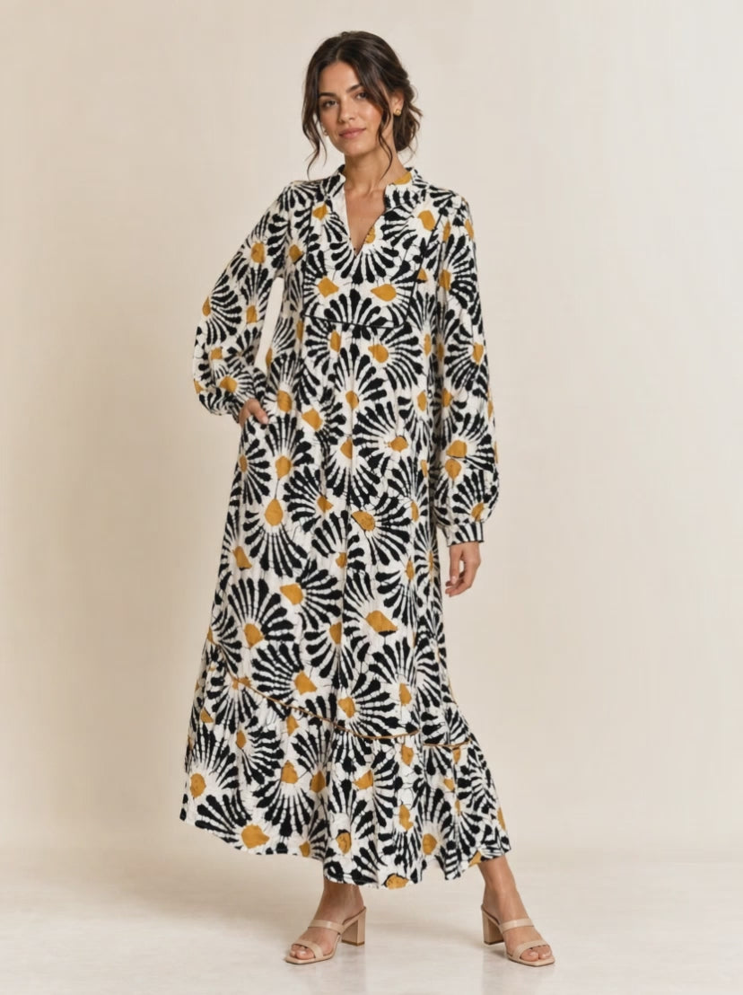 Vella Co 360 spin video | 8 | Abstract Floral Print Split Notched Dress